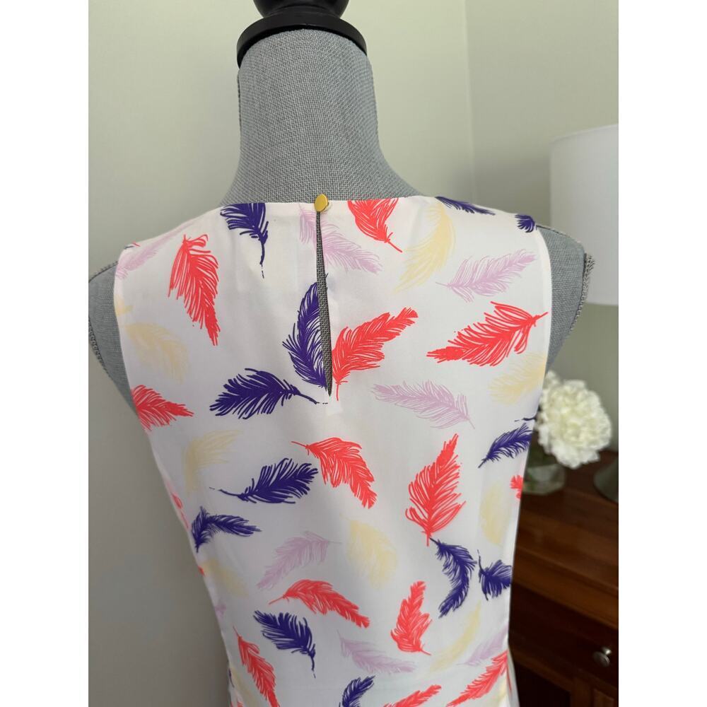 NWOT CeCe Delaney Sleeveless Flounce Hem Feather Print Dress Women's Size 6 - Picture 7 of 12